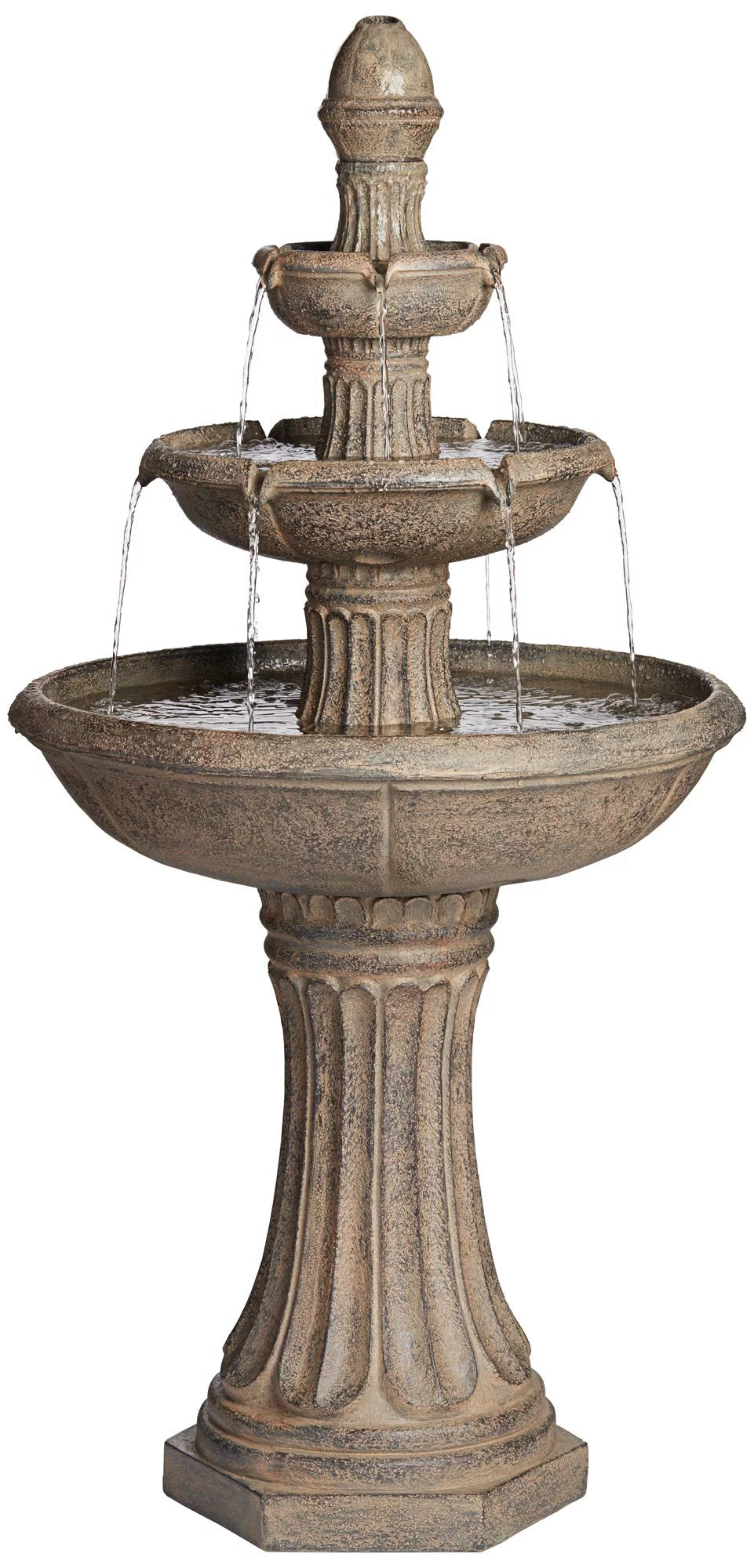3 Tier Basin Outdoor Floor Water Fountain with LED Light 46" I156