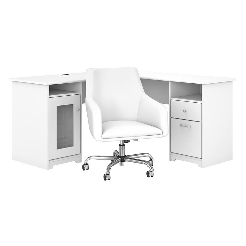 White L Shaped Desk & Chair Set U987960