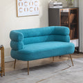 Blue Upholstered Loveseat Lounge Chair with Metal Legs F1044
