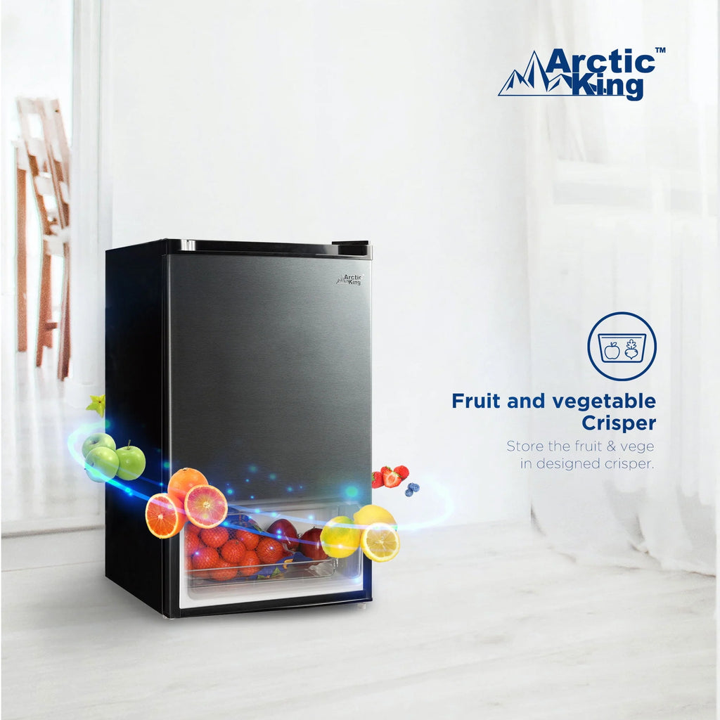 4.4 Cu ft Mini Fridge, Black Stainless Steel Look Q398
