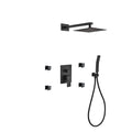 Matte Black Shower Set with 8" Square Rain Shower, 4 Body Jets and Handheld M76131