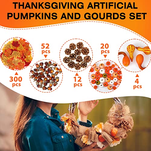 520 Pcs Artificial Pumpkins and Gourds Fall Harvest Decoration Set C969