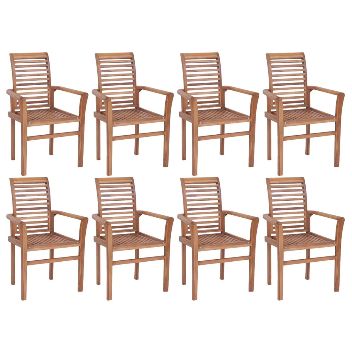 8 pcs Solid Teak Wood Stacking Dining Chairs D121