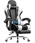 Blue Faux Leather Gaming Chair with Footrest and Lumbar Support G82810