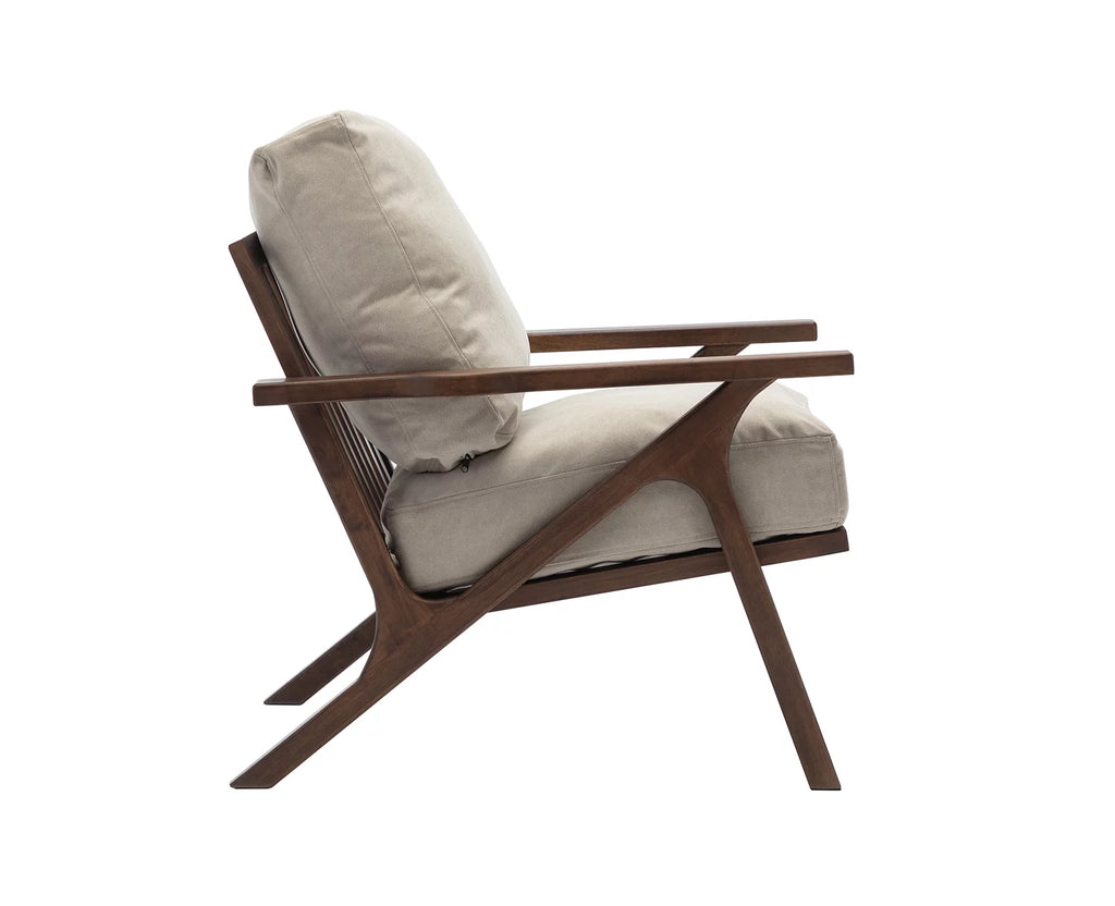 Beige Upholstered Accent Chair with Wooden Frame N472