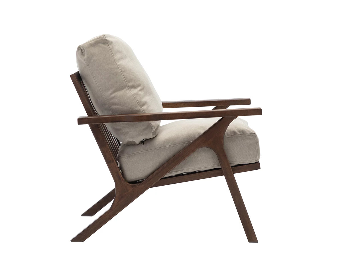 Beige Upholstered Accent Chair with Wooden Frame N472