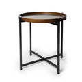 Mid-century Modern Round Side Table with Removable Wood Tray H1337