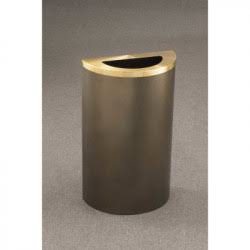 Satin Black/Satin Brass Steel Half Round Open Top Trash Can, 14 Gallon U570