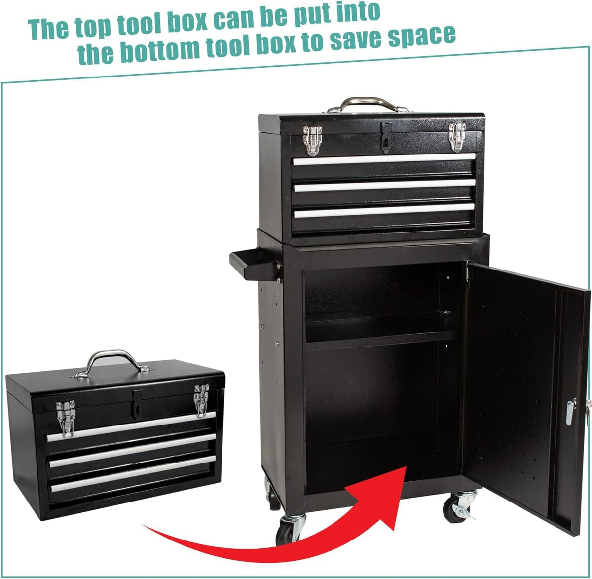 Rolling Tool Chest with Detachable Tool Box S8803