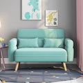 Aquamarine Fabric 2 Seater Sofa with Lumbar Pillows L96127