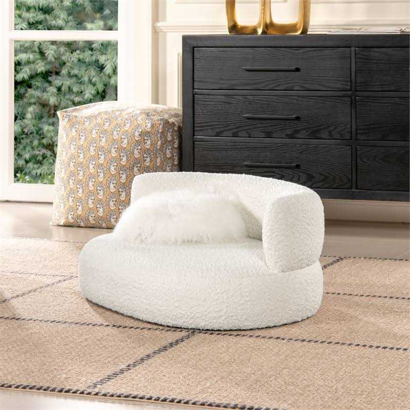 Medium Ivory Curved Dog Sofa Bed H179384