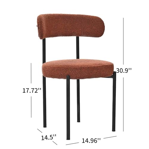 Round Upholstered Boucle Dining Chairs Set of 2 (Brown) F9362