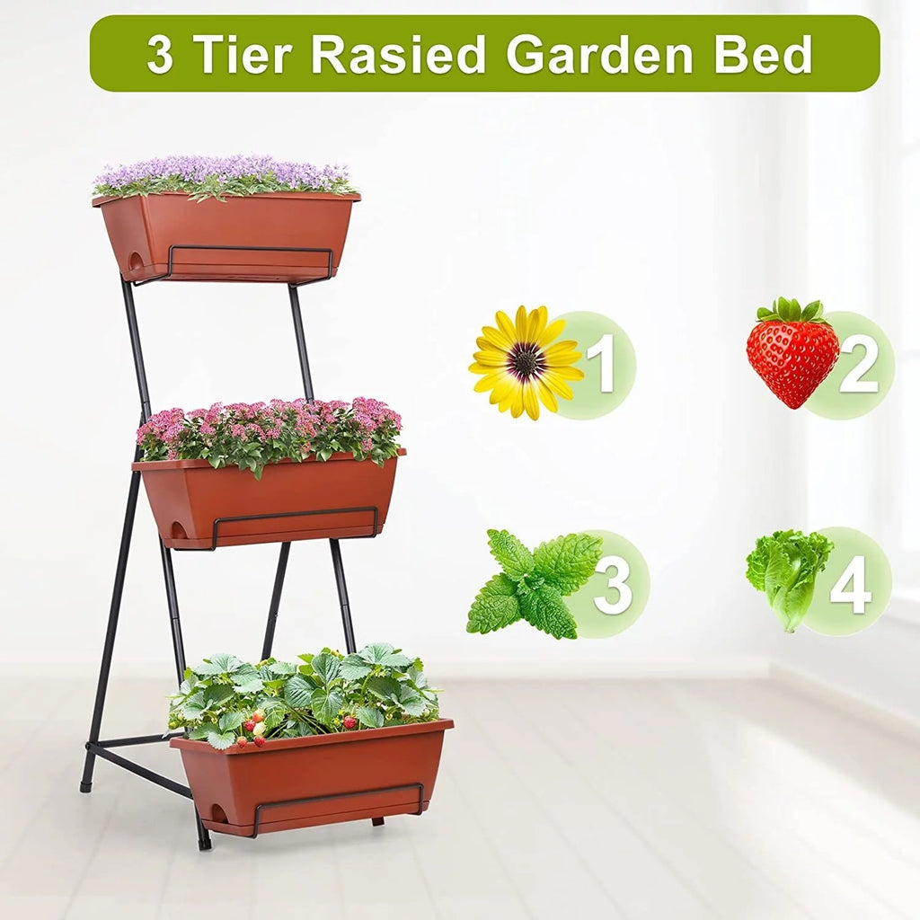 Vertical Raised Garden Bed Black 4 Tier I68940