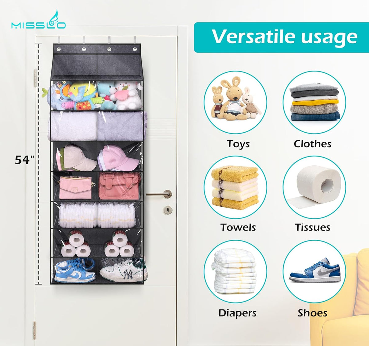 14 Pairs Dustproof Over the Door Shoe Organizer J51394