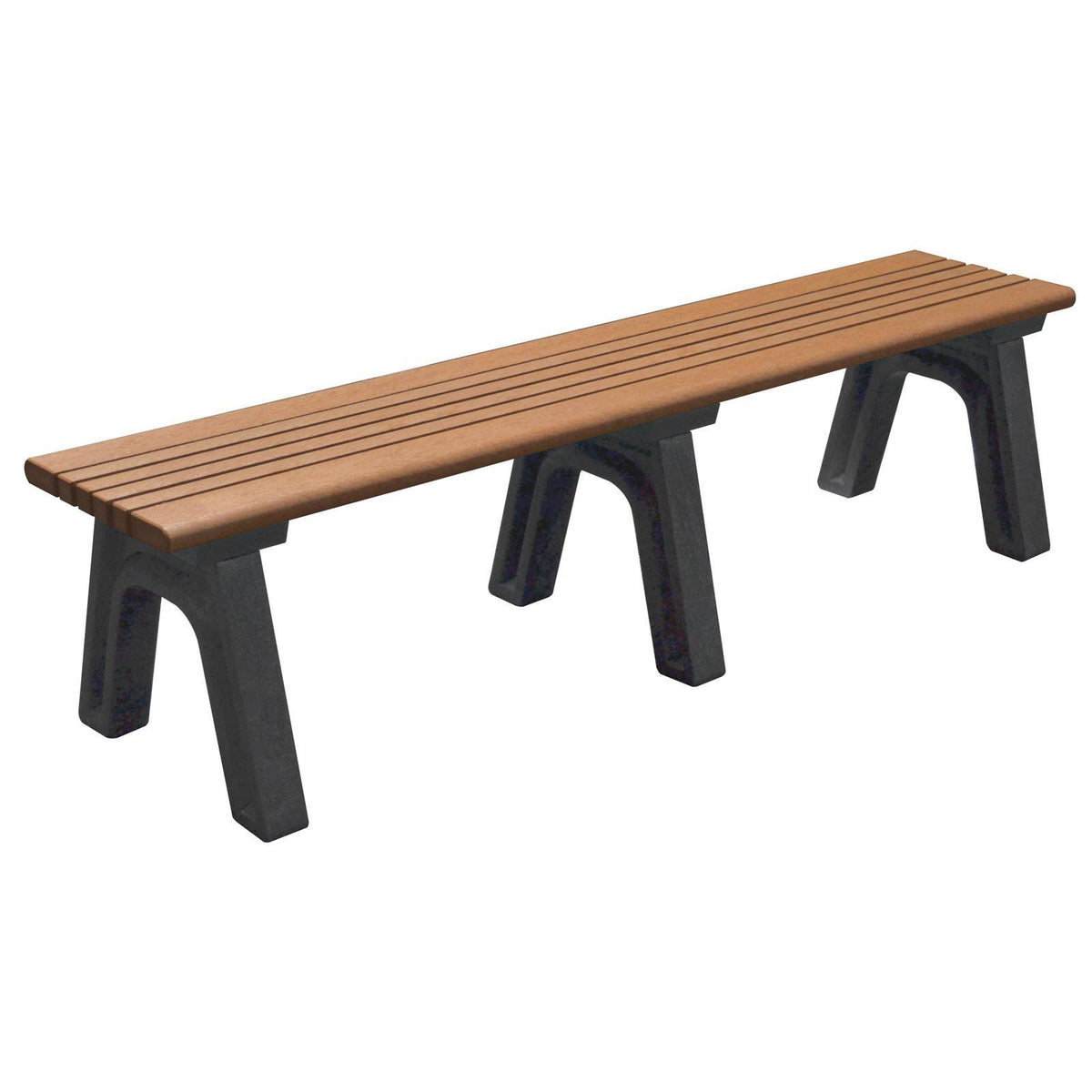 Green Charcoal Recycled Plastic Backless Bench Y817243