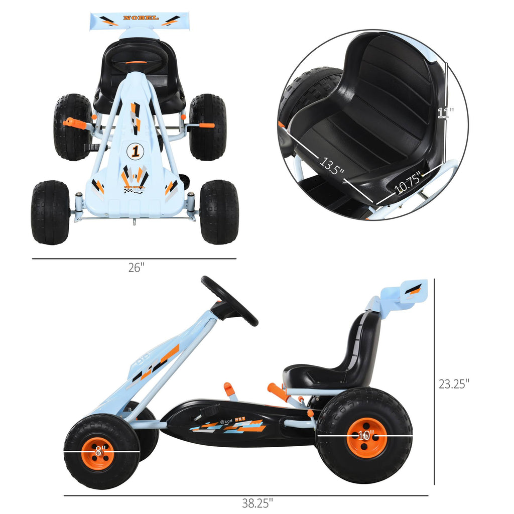 Pedal Go Kart Ride on Car with Adjustable Seat, Plastic Wheels, Handbrake and Shift Lever, White W987130