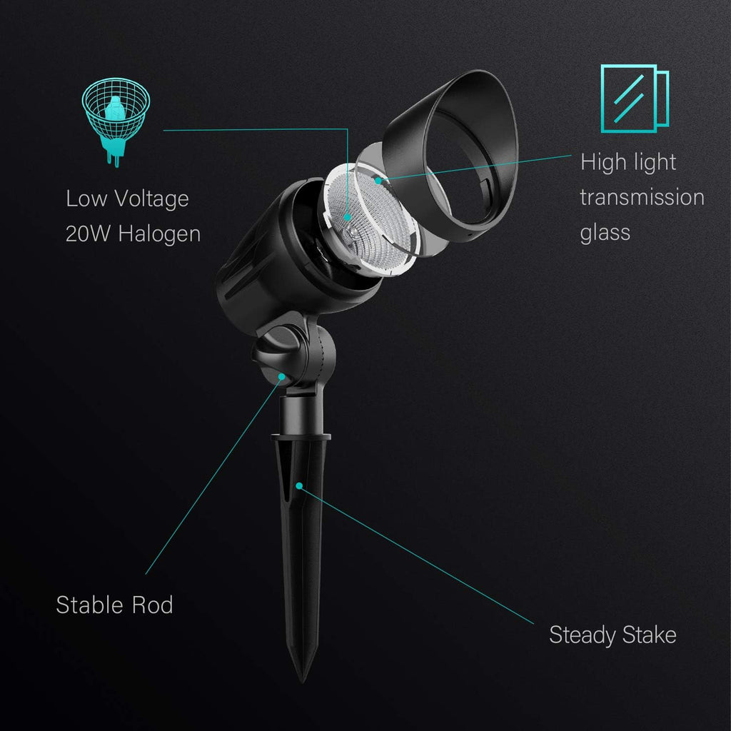 Halogen 50W Outdoor Spot Lights Waterproof Low Voltage Lighting with Spike Stand, 8 Pack F523522