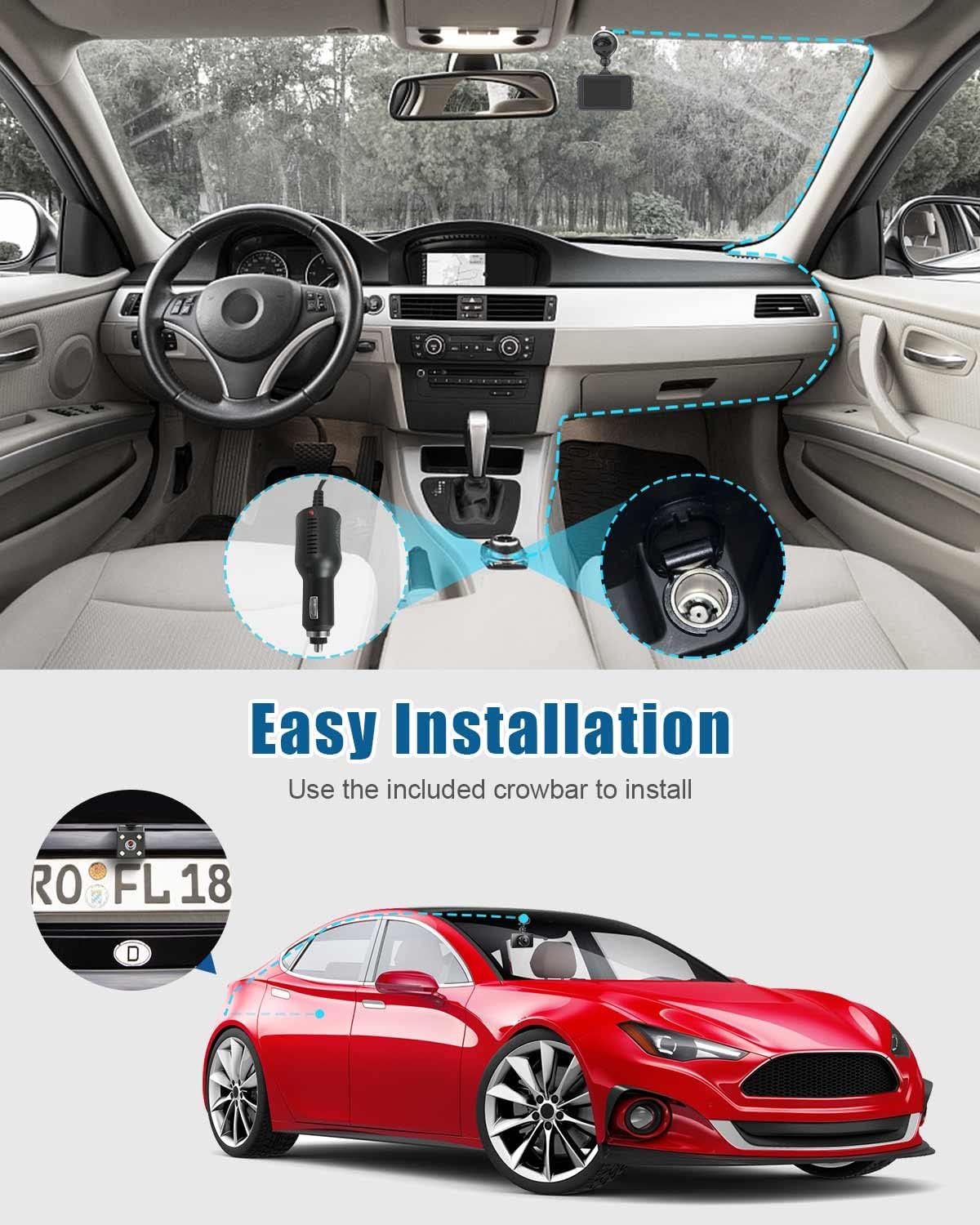 Dash Cam Front and Rear, 1080P Full HD, 2 Inch LCD Screen, 150° Wide Angle, Parking Monitor, Pack of 2 W573020