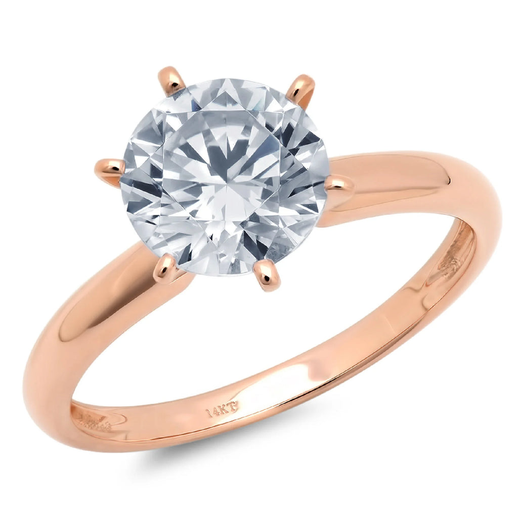 14k Rose Gold Solitaire Ring SZ 10 F382618