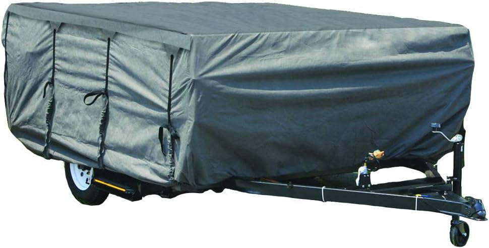 Pop-up Folding Camper Cover Reinforced Windproof Side-Straps Anti-UV Water-Resistance Triple Layers Heavy Duty for Trailer RV Motorhome V93893