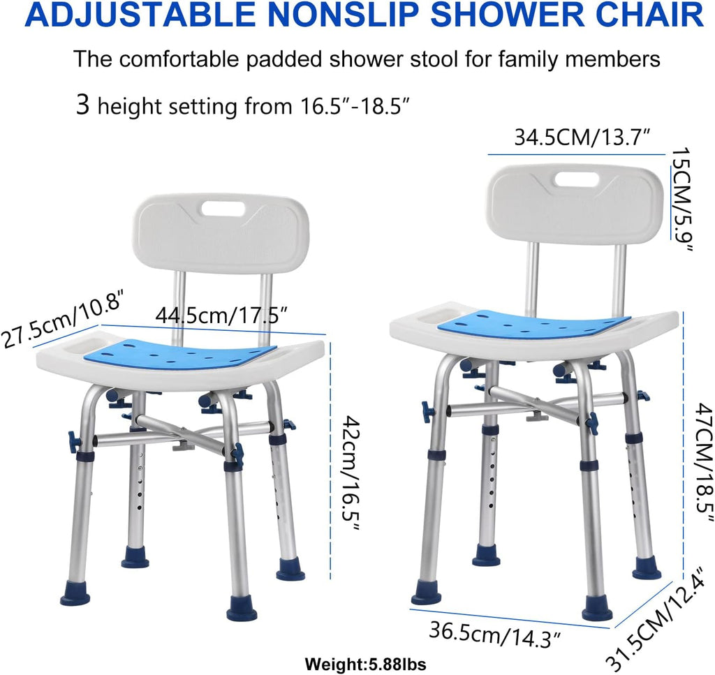 Nonslip Shower Chair with Back Padded Seat C74446