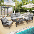 4 Pieces All-Weather PE Rattan Patio Sofa Set with Coffee Table Y217446
