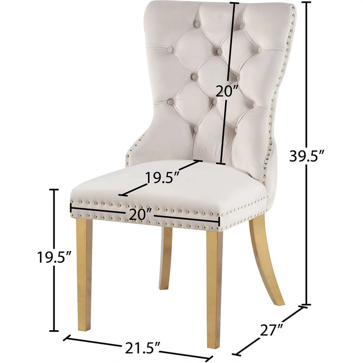 Cream Velvet Dining Chairs Set of 2 Y752