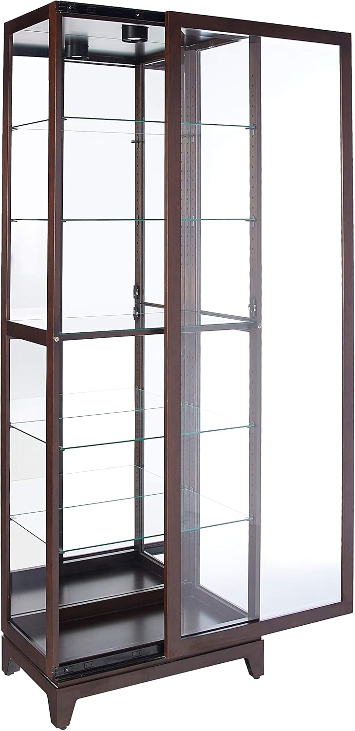 Espresso Curio Cabinet with Five Glass Shelves and Locking Door L51375
