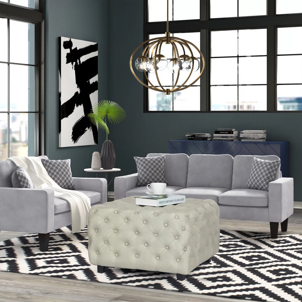 Upholstered Tufted Coffee Table with Padded Seat L125057