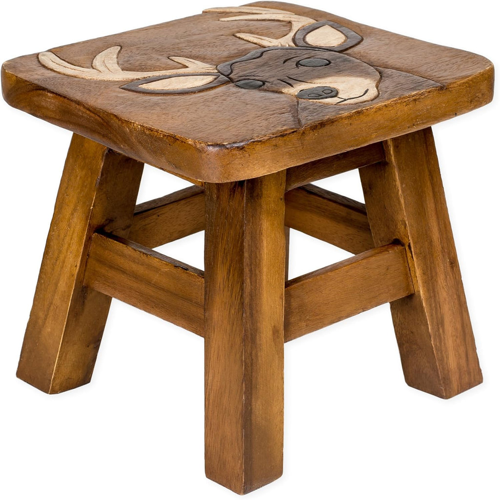 Hand Carved Acacia Hardwood Decorative Short Stool N340417