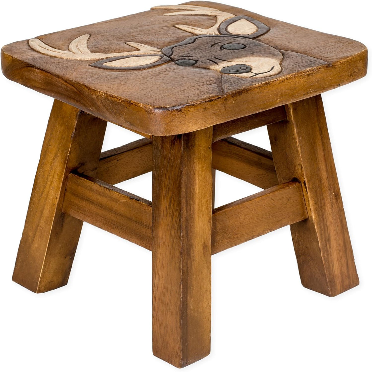 Hand Carved Acacia Hardwood Decorative Short Stool N340417