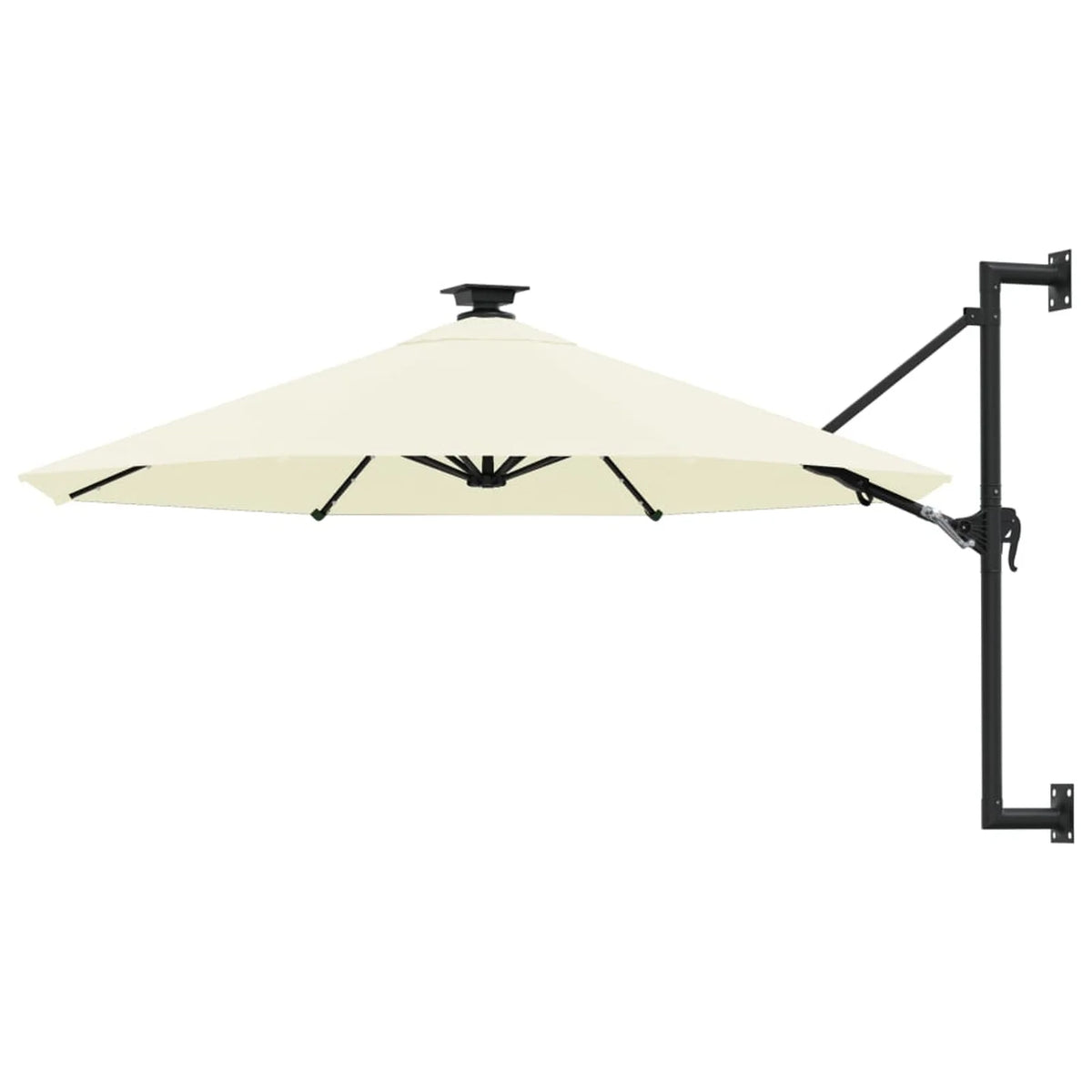 Wall Mounted Parasol with LEDs and Metal Pole Garden Folding Umbrella Sand 118.1 x 51.6 Inches P99650