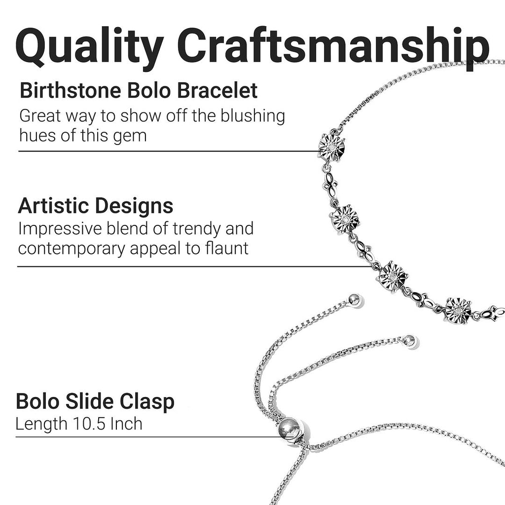 925 Sterling Silver White Bolo Bracelet G80201