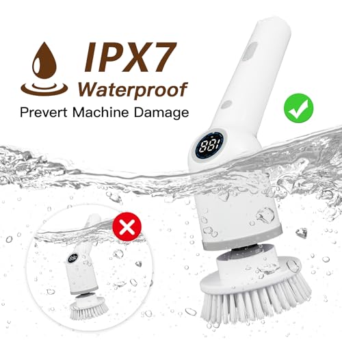 Cordless Electric Spin Scrubber with 8 Replaceable Brush Heads B88731