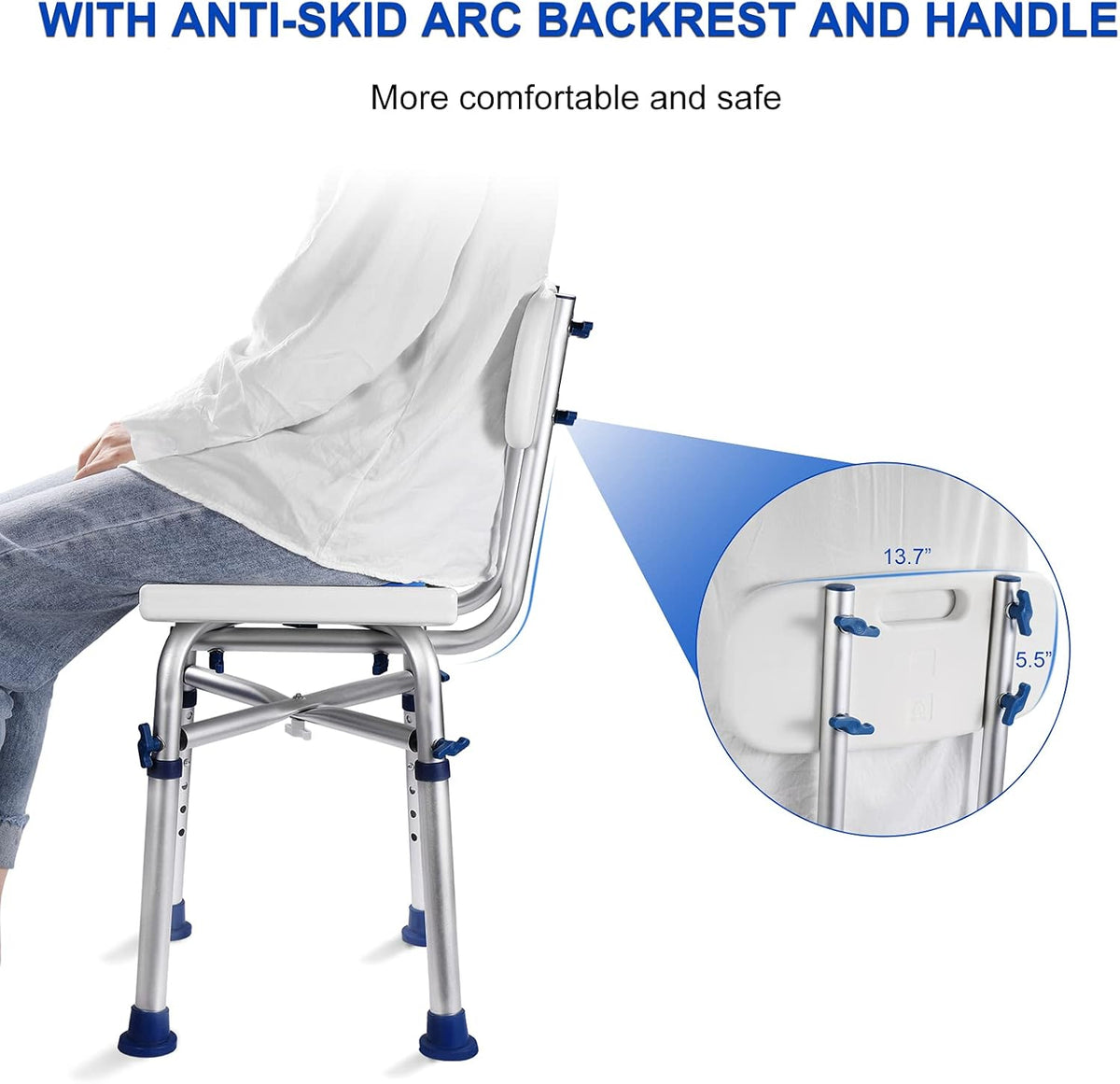Nonslip Shower Chair with Back Padded Seat C74446