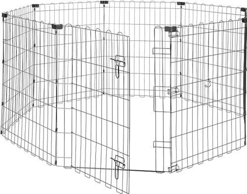 Black Foldable Octagonal Metal Exercise Dog Playpen, Extra Large 8 Panels V60251