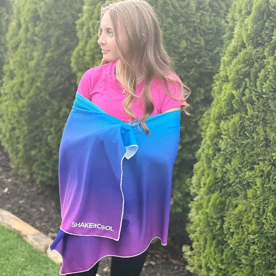 Cooling Shawl Blue to Purple Ombre L Q791