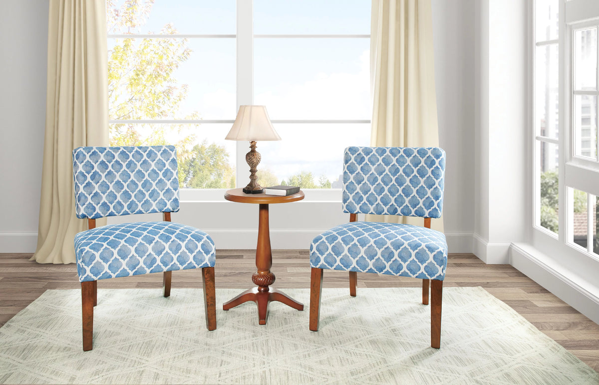 Harbor Blue Fabric Table and Two Chairs V1083