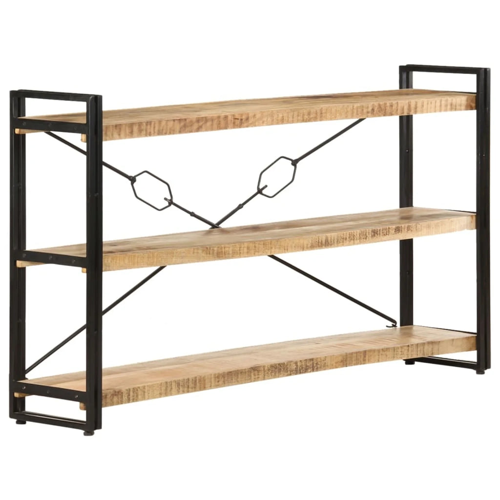 3-Tier Mango Wood Bookcase with Storage Shelves J924847