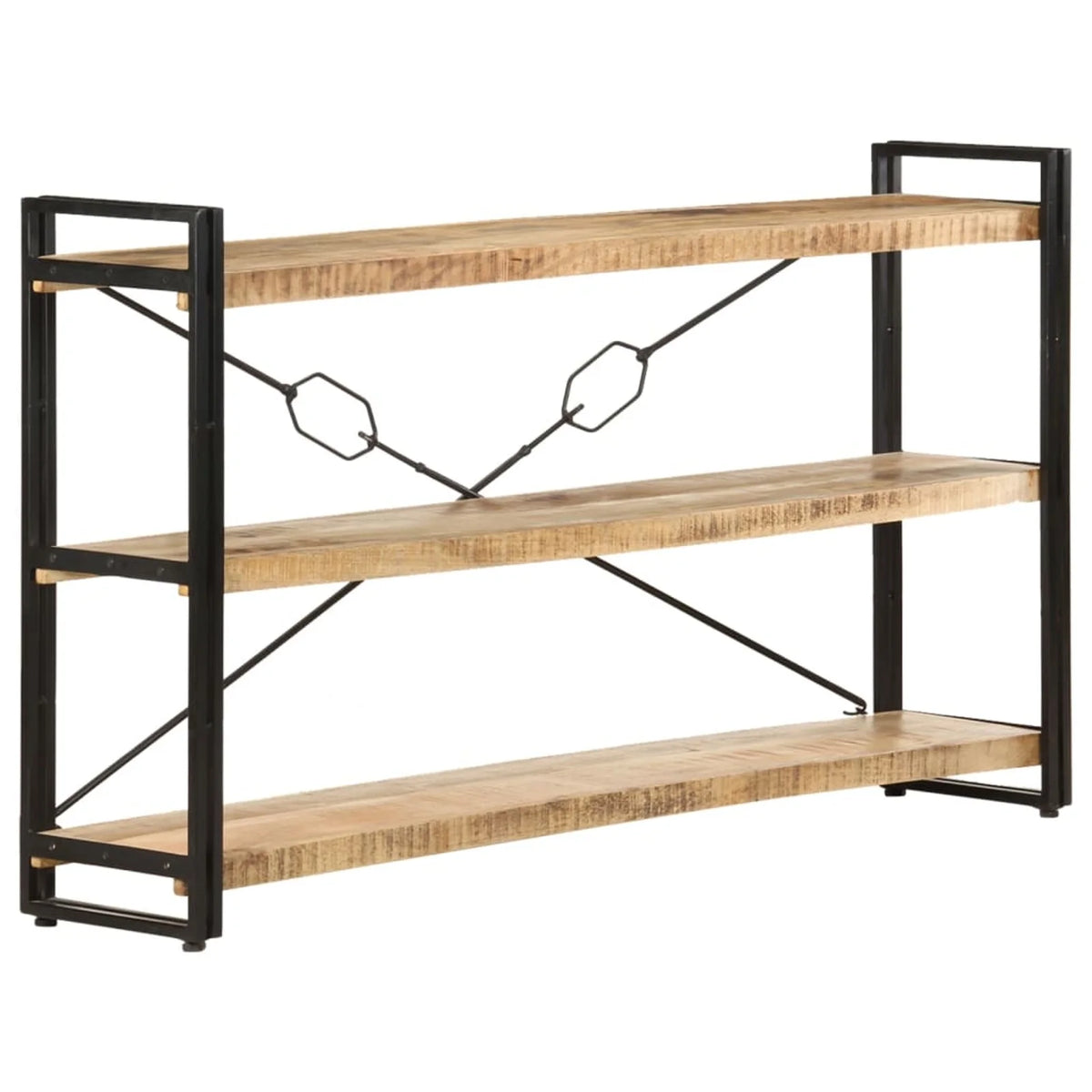 3-Tier Mango Wood Bookcase with Storage Shelves J924847