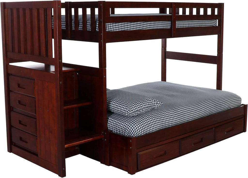 Twin Over Full Staircase Bunk Bed with 3 Drawers M636