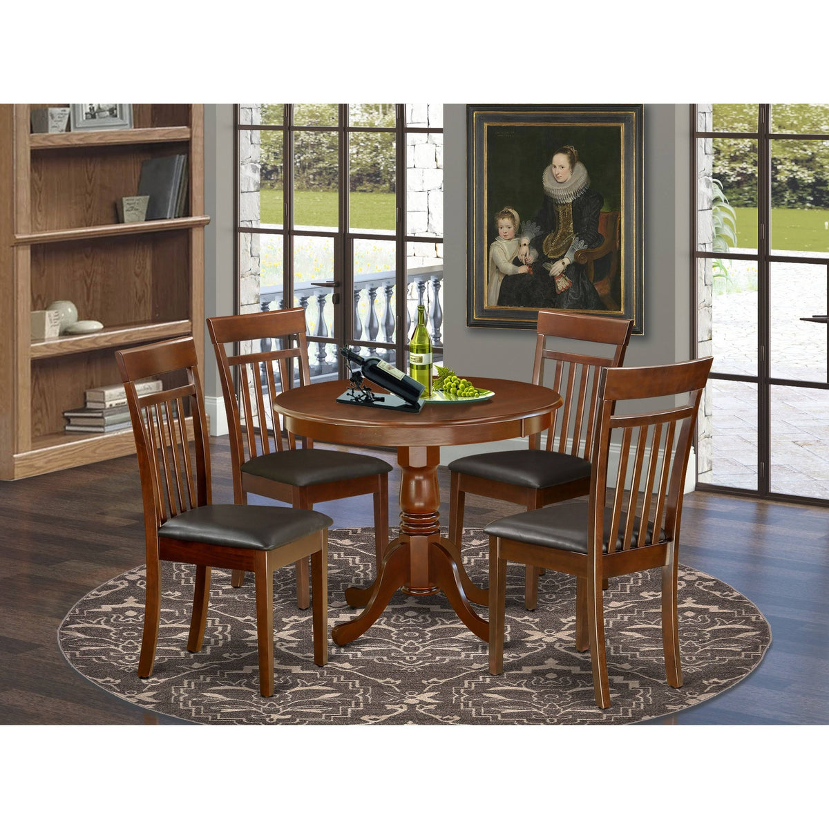 5pc Dining Room Table and Faux Leather Seat Chairs P58205