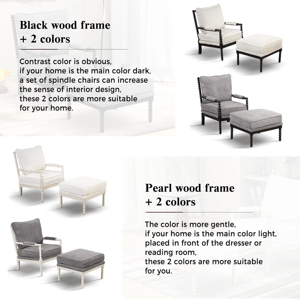 Velvet Accent Chair with Ottoman B3983