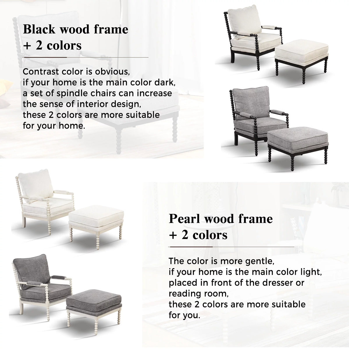 Velvet Accent Chair with Ottoman B3983