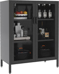 Metal Storage Cabinet with 2 Adjustable Shelves, 41.7 Black Garage Cabinets with Doors and Lock P734362