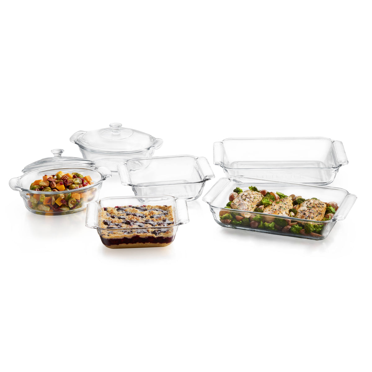 6-Piece Glass Casserole Baking Dish Set with 2 Covers J610