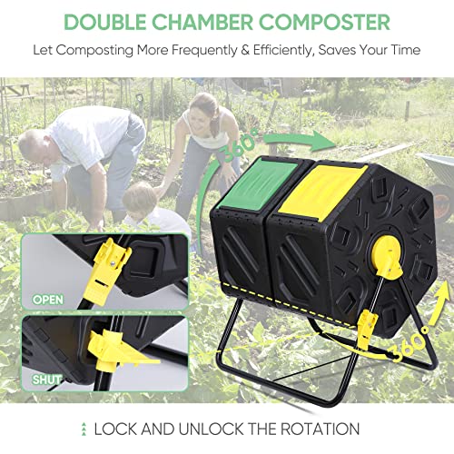 37 Gallon Black Dual Chamber Compost Tumbler W5700