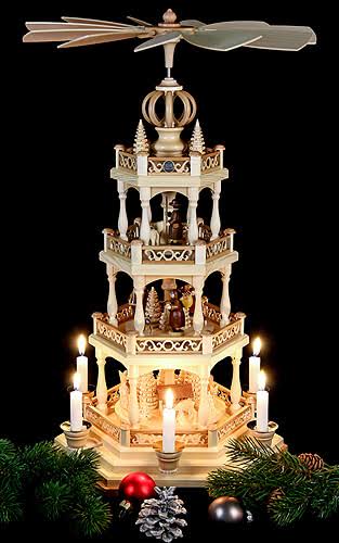 Natural 3-tier Christmas Pyramid, Height 58 cm Z739