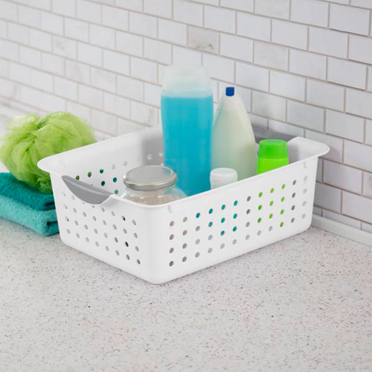 Medium White Plastic Storage Organizer Basket, 6 Pack I3583