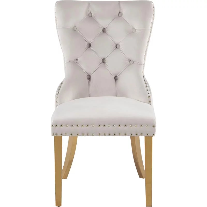 Cream Velvet Dining Chairs Set of 2 Y752